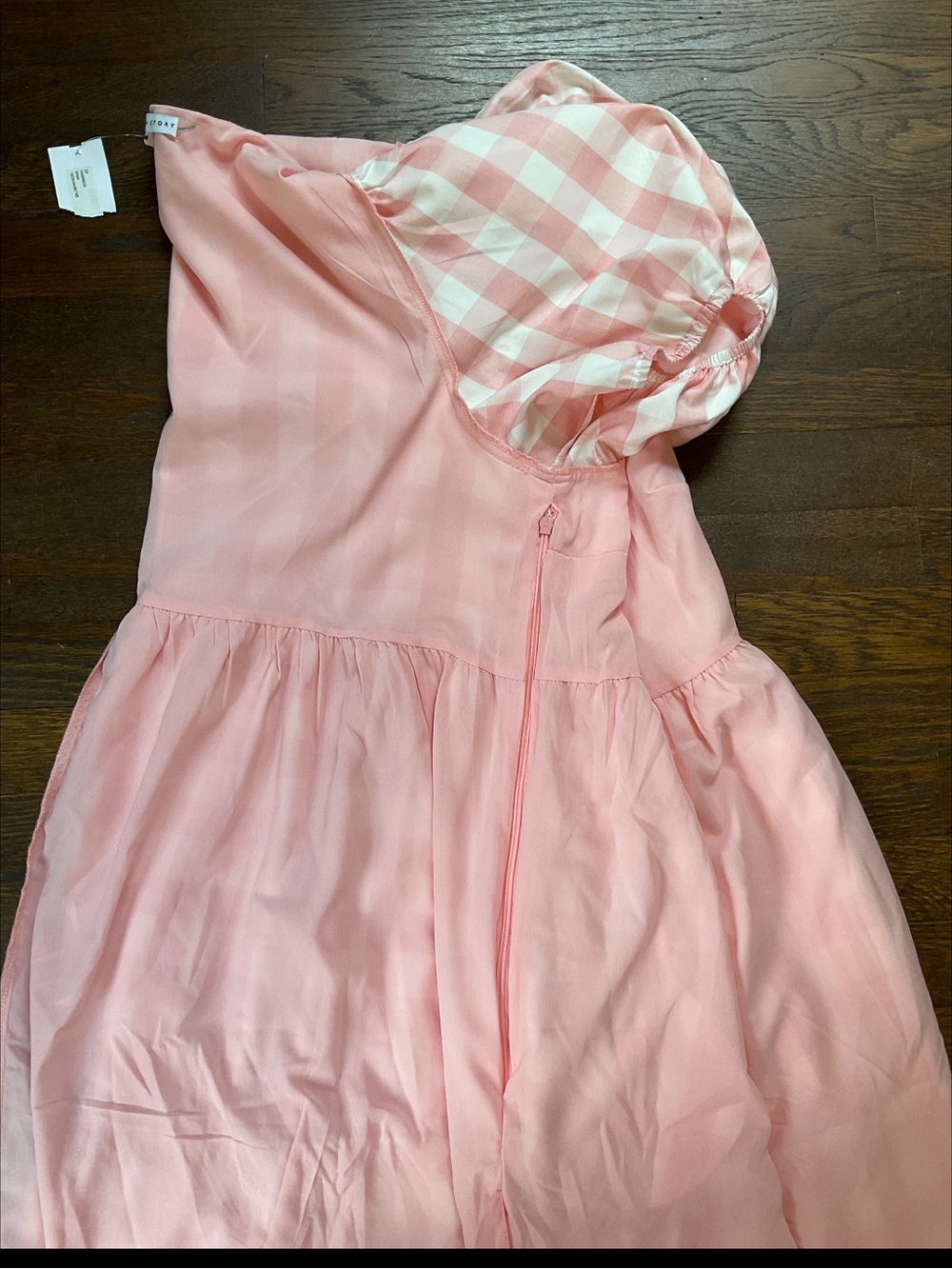 English Factory 2X Pink Gingham Puff Sleeve Tiered Maxi Dress NWT - Picture 11 of 12